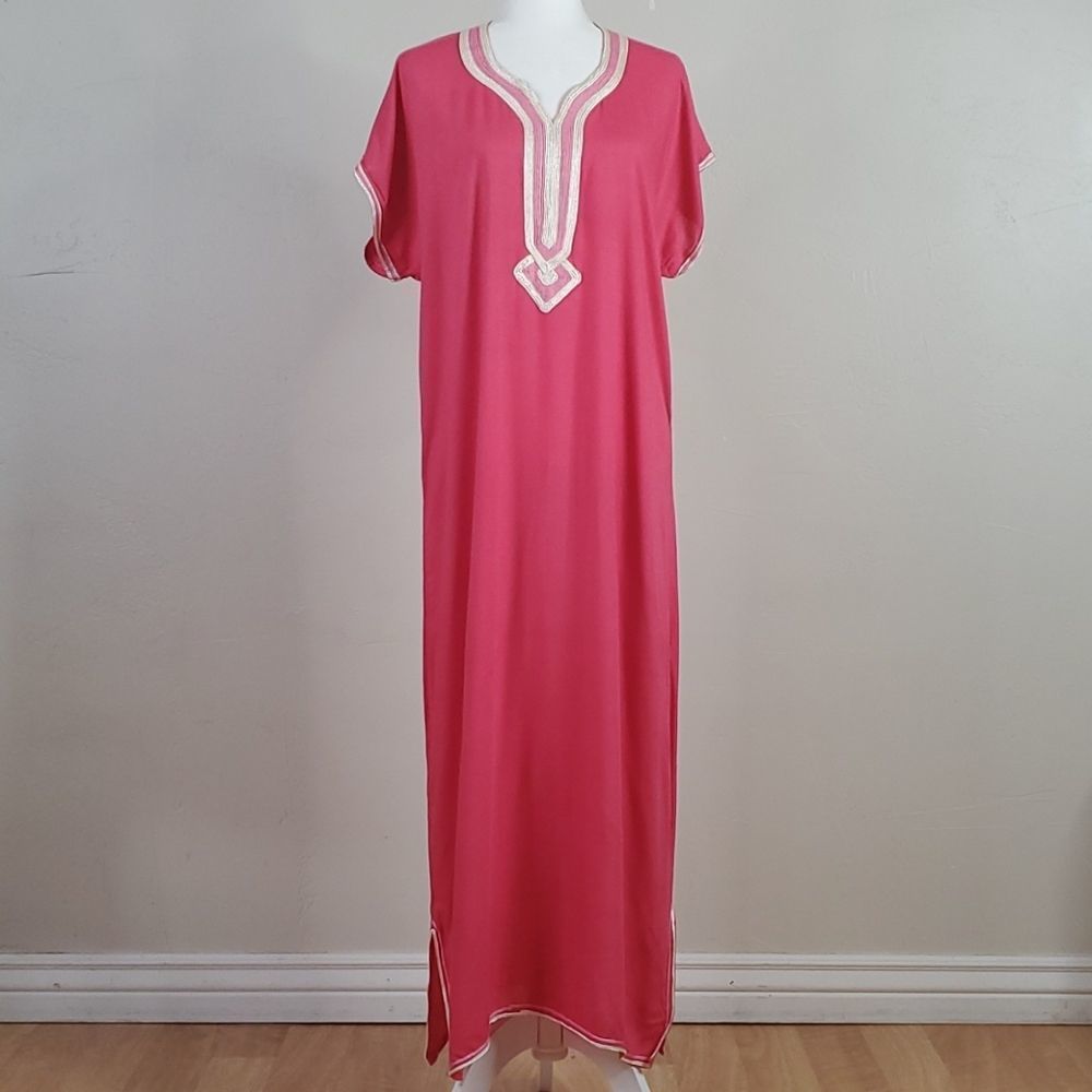 Pink Boho Caftan Maxi Dress